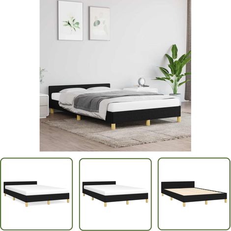 The Living Store Cadre de lit sans matelas noir 120x200 cm tissu - Cadre De Lit - Lit Double - Literie - Meuble Chambre - Design Moderne (1/5)
