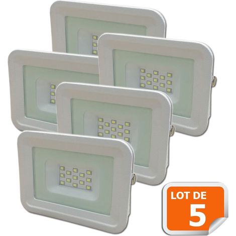 Lampesecoenergie – Lot de 5 projecteurs LED 10W blanc froid 6000K – IP65 pour extérieur – 800 lumens – Alimentation 220-240V AC – Angle de diffusion 110° (1/4)