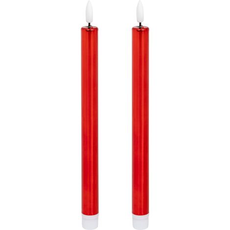 Lot de 2 Bougies lumineuses à LED H 28 cm Rouge métallisé - Feeric Christmas (1/3)