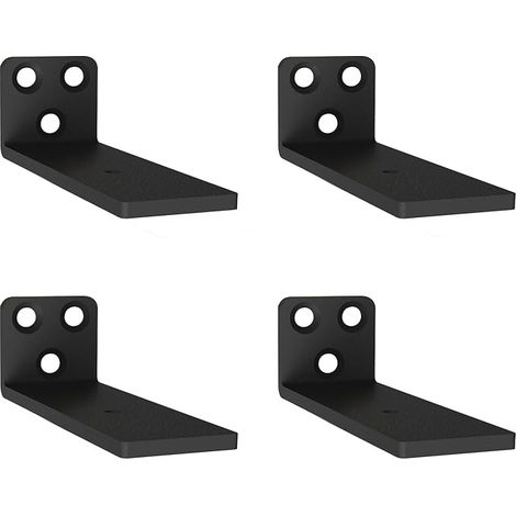 Wall Shelf Brackets 10 cm, Wall Mounted Corner Shelf Brackets, Metal Wall Shelf Bracket for Open Shelves (Black) (1/5)