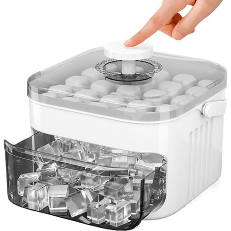 Machine À Glaçons 50 Cubes Avec Couvercle À Pression, Bac À Glaçons À Double Étage Avec Bac De Stockage Et Poignée, Moule ÀGlaçons Portable Sans BPA, Réutilisable Pour Whisky, Cocktails Et Café Glacé