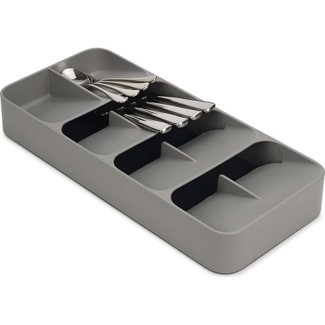 Organisateur de tiroir, range couverts avec 8 compartiments, peut contenir plus de 48 pièces - Gris (1/5)
