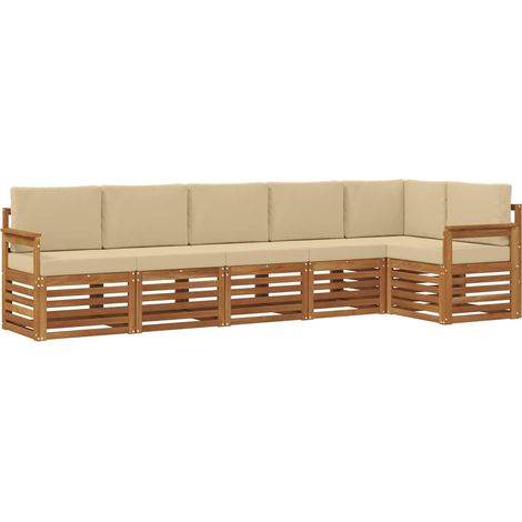 Outdoor-Sofagarnitur 6 stk. Natur und Beige Polyester vidaXL (1/5)