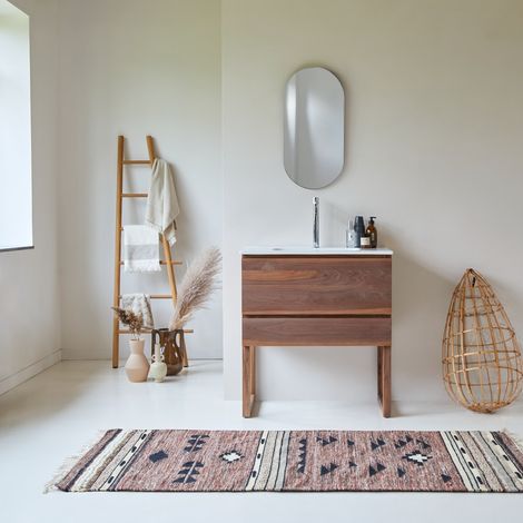 Tikamoon Edgar Meuble Salle De Bain en noyer H 93 cm × L 81 cm × P 46 cm (1/5)