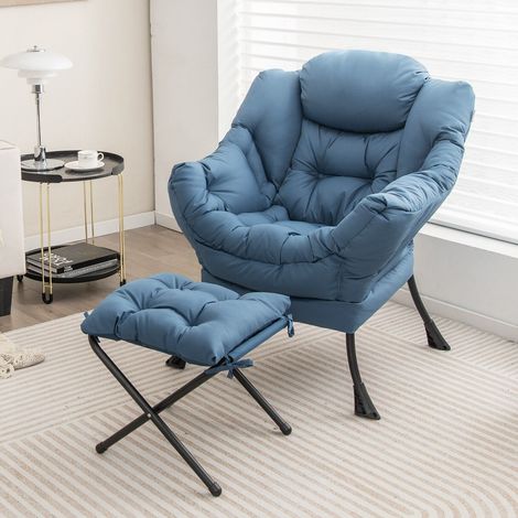 Lazy Chair with Ottoman Modern Leisure Reading Chair Lounge Chair with Pillow