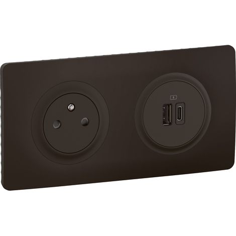 Kit 2P+T Surface et USB A+C 15W Céliane précâblées + boîte complet Noir LEGRAND CS0143 (1/2)