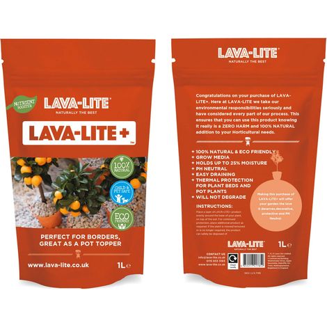 Jardinion Lavagranulat, 100% natürlich, Pflanzgranulat, Lavastein, Harmlos für Tiere, kein Bodenfrost im Winter - 1 Liter