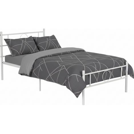 FurnitureR Cadre de lit en métal, simple et solide, avec un design moderne décoratif en cercles, parfait pour une chambre à coucher, un studio ou un appartement, adapté à un matelas de 90 x 190 cm, Bl (1/5)