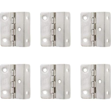 Juego de 6 bisagras plegables vintage de plata con cinco agujeros para muebles, armarios, cajas y arcones de madera, hierro. (1/5)