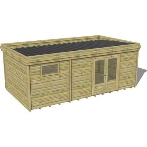 ABRI DE JARDIN bois traité 27mm, 6,9x3,4m, 24m2, Plancher (1/3)