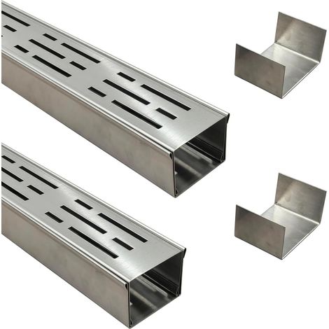 Caniveau Etroit Terrasse 7 Cm de Large, 2 M de Long, Caniveau Exterieur Extra Plat de ExtéRieur en Acier Inoxydable 304 avec Raccord, Canalisation de Drainage pour Balcon/Trottoir (1/5)