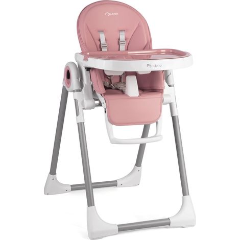 Chaise haute rose Nukido Belo avec table (1/5)