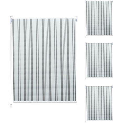 4er-Set Rollo HHG-474, Fensterrollo Seitenzugrollo Jalousie, 120x230cm Sonnenschutz blickdicht grau/weiß (1/5)