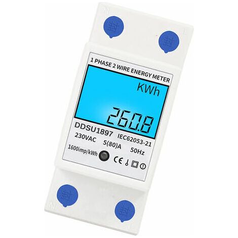 Compteur d'électricité numérique pour rail DIN, monophasé, compteur d'énergie, mesure à la seconde, multi-fils-AquaForge (1/5)