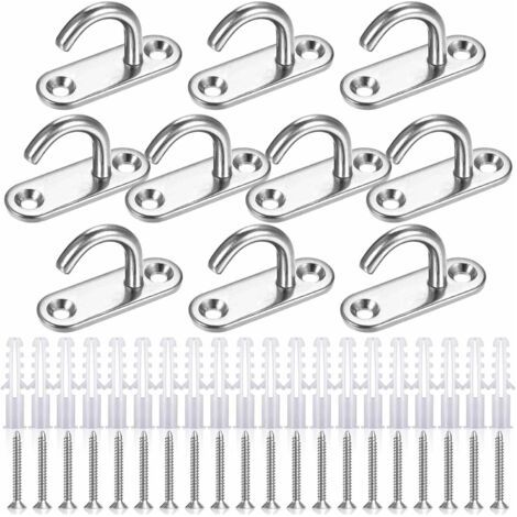 10 Pièces Crochet Inox,Crochet Plafond,Pontet Inox pour Balançoire Hamac Yoga (1/5)