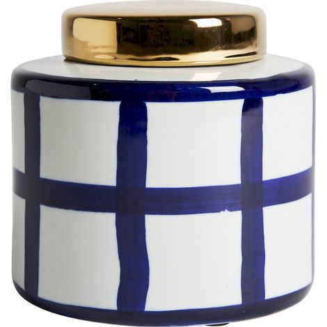 Tibor Juno bleu/or pour déco contemporaine - Bleu marine intense avec touches dorées (1/4)