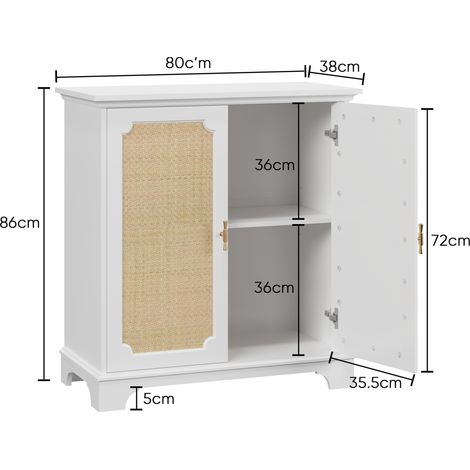Buffet vaisselier cave à vin avec portes décoratives en rotin, meuble cuisine console 180x40x90cm