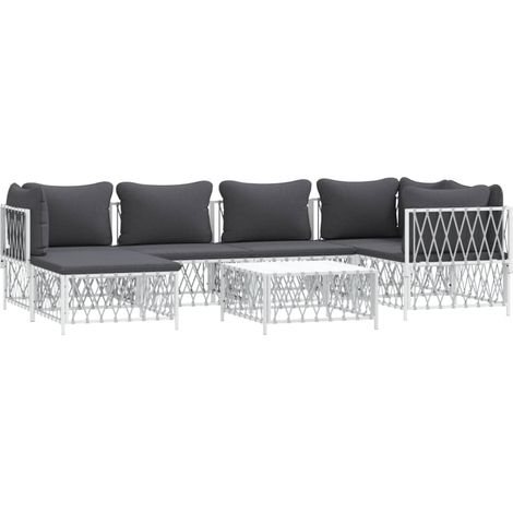 Maison Exclusive - Set Salotto da Giardino 7 pz con Cuscini in Acciaio Bianco (1/5)