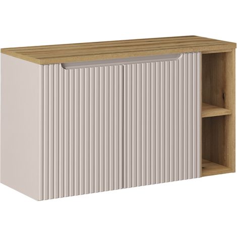 Mueble bajo lavabo 100cm 2 puertas 2 compartimientos Riva Cachemira y Madera (1/4)