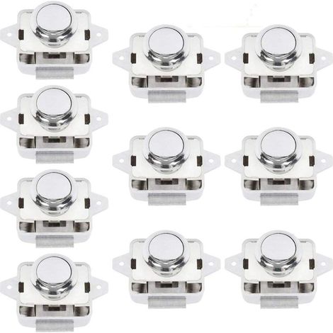 Bouton-poussoir de porte de camping-car - Bouton de verrouillage d'armoire de caravane, lot de 10, argent (1/5)