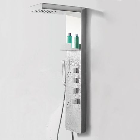 Distribain – Colonne de douche hydromassante avec dôme de pluie et jets micro-jets – Acier inoxydable – 220 x 520 x 1200 mm – S052 (1/5)