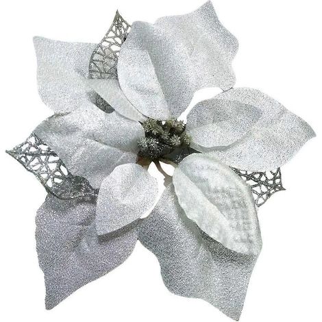 12 Stück Weihnachtsstern-Weihnachtsbaumschmuck, künstliche Weihnachtssternblumen, künstliche Weihnachtsbaumdekorationen und -ornamente (1/5)