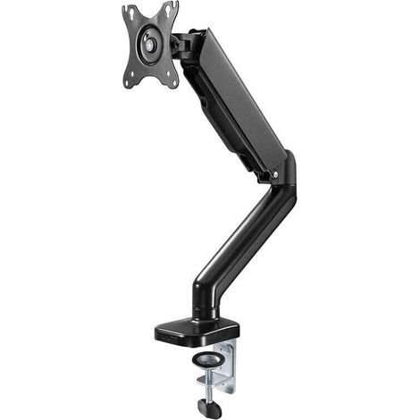 Goobay 58530 - Soporte de monitor con elevación de gas para pantallas de 17 a 32 pulgadas, inclinable y giratorio, montaje de mesa, VESA 75 x 75 y 100 x 100, hasta 9 kg, color negro (1/4)