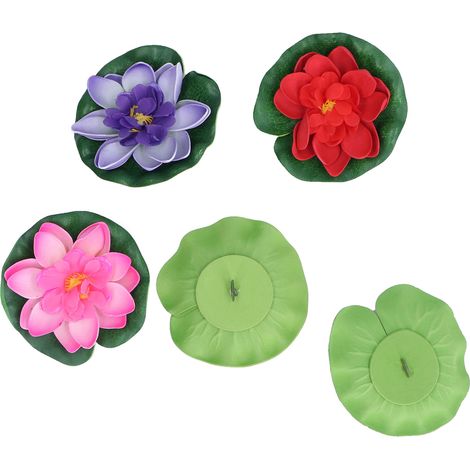 Fleurs de lotus de 10 cm, feuilles de lotus, nénuphars, pour décoration bouddhiste, aquariums, bassins, aquascaping, fleurs de lotus artificielles, fleurs de lotus flottantes. (1/5)
