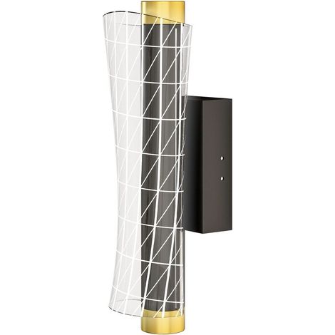 Ensemble de 2 appliques murales d'intérieur avec éclairage LED, design quadrillé, lampe de chevet à intensité variable, lampe de couloir pour salon ou chambre, métal, noir