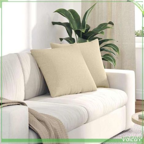 Coussins de canapé - ABI - Crème - 50 x 50 cm - Housses amovibles - Rembourrage polyester (1/5)