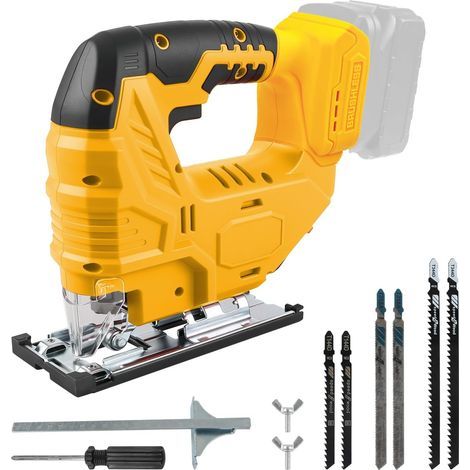Scie sauteuse sans fil compatible avec batterie Dewalt 20V, outil de coupe de scie sauteuse sans balais 400 W, 2700 tr/min, coupes biseautées à 45° pour des coupes droites/incurvées/circulaires (1/5)