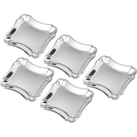 5 Pièces Plateau de Service Rectangulaire en Acier Inoxydable pour Snacks, Desserts et Serviettes, Bordure Dentelle, Taille L (1/5)
