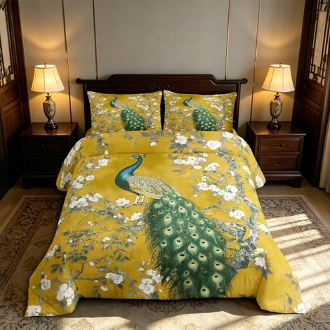 Parure de lit 2 pièces avec housse de couette 135 x 200 cm - Motif floral rétro - Motif floral vintage - Pour filles et femmes - Pour adultes et filles (1/5)