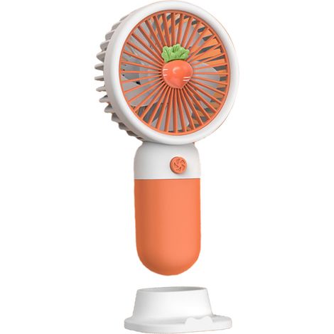 Ventilatore Portatile USB con Supporto Telefono – Silenzioso, Ricaricabile, in Plastica Resistente con Motivo Floreale Arancione – Design Elegante per Ufficio e Viaggi (1/4)