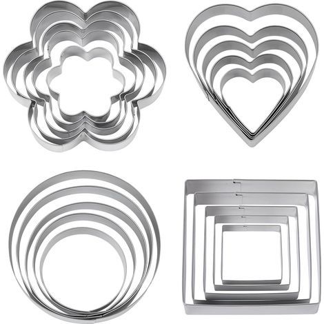 Set of 20 Cookie Cutters, Stainless Steel Cookie Cutters for Biscuits, Cakes, Cookies, and Candies (1/5)
