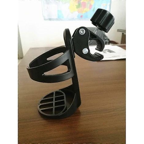 Abnehmbarer und verstellbarer multifunktionaler Getränkehalter für Fahrrad und Rollstuhl, universeller Becherhalter für Wasser und Dosen, robuste Befestigung, schwarz, 360° drehbar, praktisches Zubehö (1/5)
