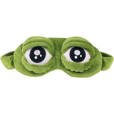 Schlafmaske, flauschiges Gesicht, lustiges Froschaugen-Motiv, Schlafmaske für Reisen (grün) (1/5)