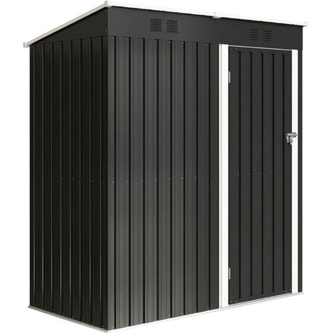Capanno da Giardino 163x90x179 cm Porta Chiudibile con Prese d'Aria in Metallo Grigio Scuro (1/5)