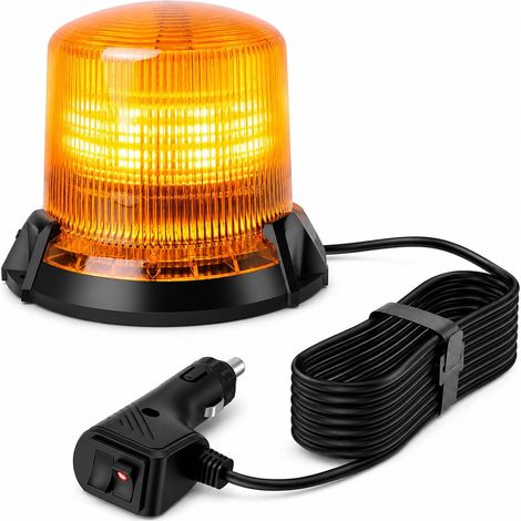 Girophare LED Orange, 7W Feu de Pénétration 12V 24V 48V, Phare Flash Magnétique Feu de Signalisation Étanche pour Camion, Tracteur (1/5)