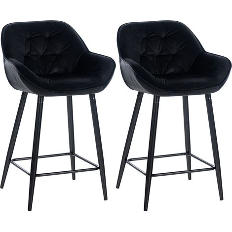 2er Set Barhocker Gibson schwarz Samt