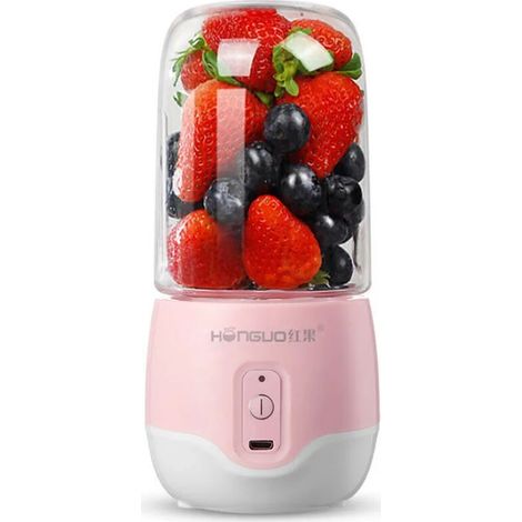 Green Mobility-Machine à jus,Mini presse-agrumes électrique Portable, Rechargeable par USB, 4 lames, 300ML,rose (1/5)