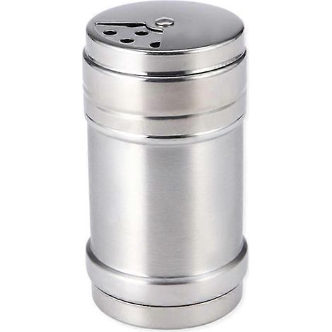 pot à épices rotatif et réglable en acier inoxydable avec roulettes pour sel, sucre et poivre (5 x 9,5 cm)-9.50X5.00X5.00CM-Silver (1/3)