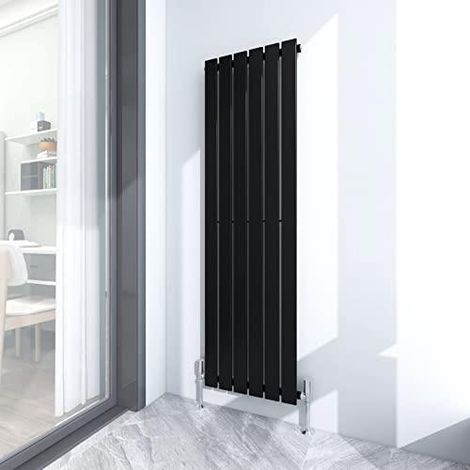 1600 x 408mm Single Designer Flat Panel Central Heating Radiator MATT BLACK (1/5)