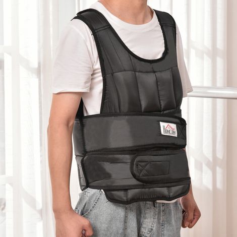 Gilet lesté réglable 60x50x17 cm en tissu Oxford noir, 35 poches, pour musculation stable – MEUBLIV (1/5)