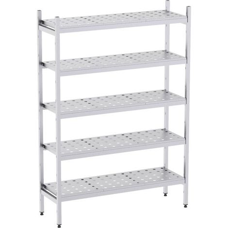 Rayonnage en Acier Inoxydable Linéaires Clayettes Perforées - 660 à 960 mm - 5 Niv - P500 - Distform