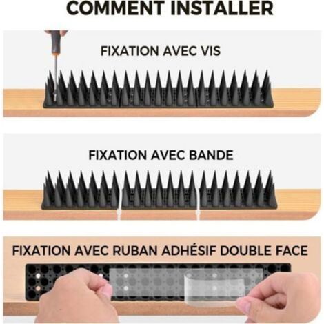 Noir Pic Anti Pigeon 5.7M, Anti Pigeons pour Balcon, Pique Anti Pigeon Plastique pour Corbeaux, Chats, Moineaux, ect (20 PCS) (1/5)