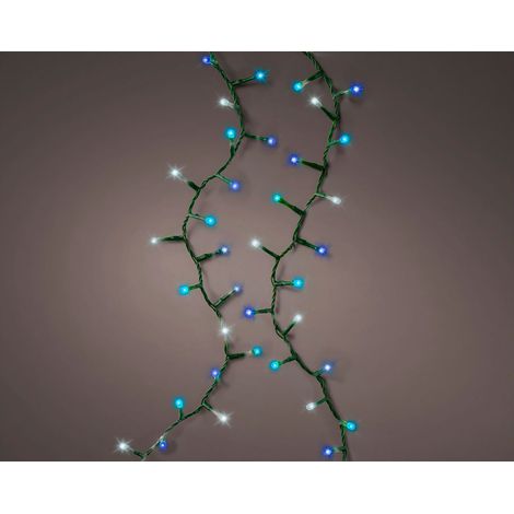 Guirnalda LED Compact Parpadeante Colores Blanco, Azul y Turquesa 750 LEDs Cable Verde 21m