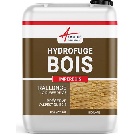 Arcane Industries – Imperméabilisant hydrofuge pour bois extérieur 20 L – Protection maximale pour teck, pin, chêne – Surface jusqu'à 100 m²