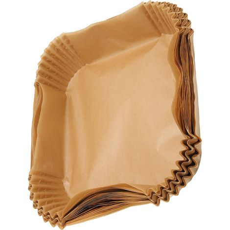 Lot de 100 feuilles de papier sulfurisé jetables antiadhésives, imperméables et résistantes à l'huile, de forme carrée, pour friteuse à micro-ondes, couleur bois naturel. (1/5)
