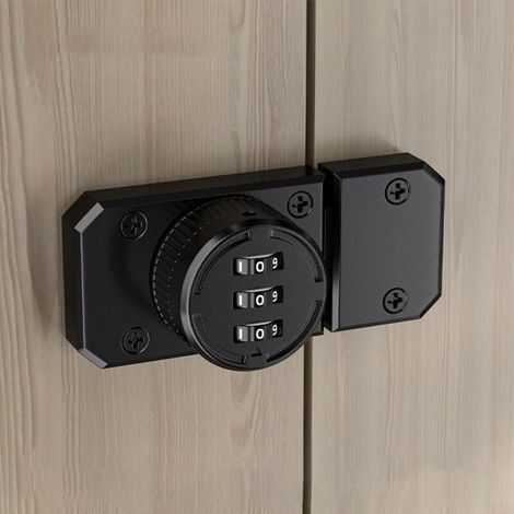 Loquet à mot de passe d'armoire, serrure d'armoire rotative, serrure à loquet rotatif à 3 chiffres, serrure de porte mécanique à code à combinaison, en alliage de zinc (noir) (1/2)